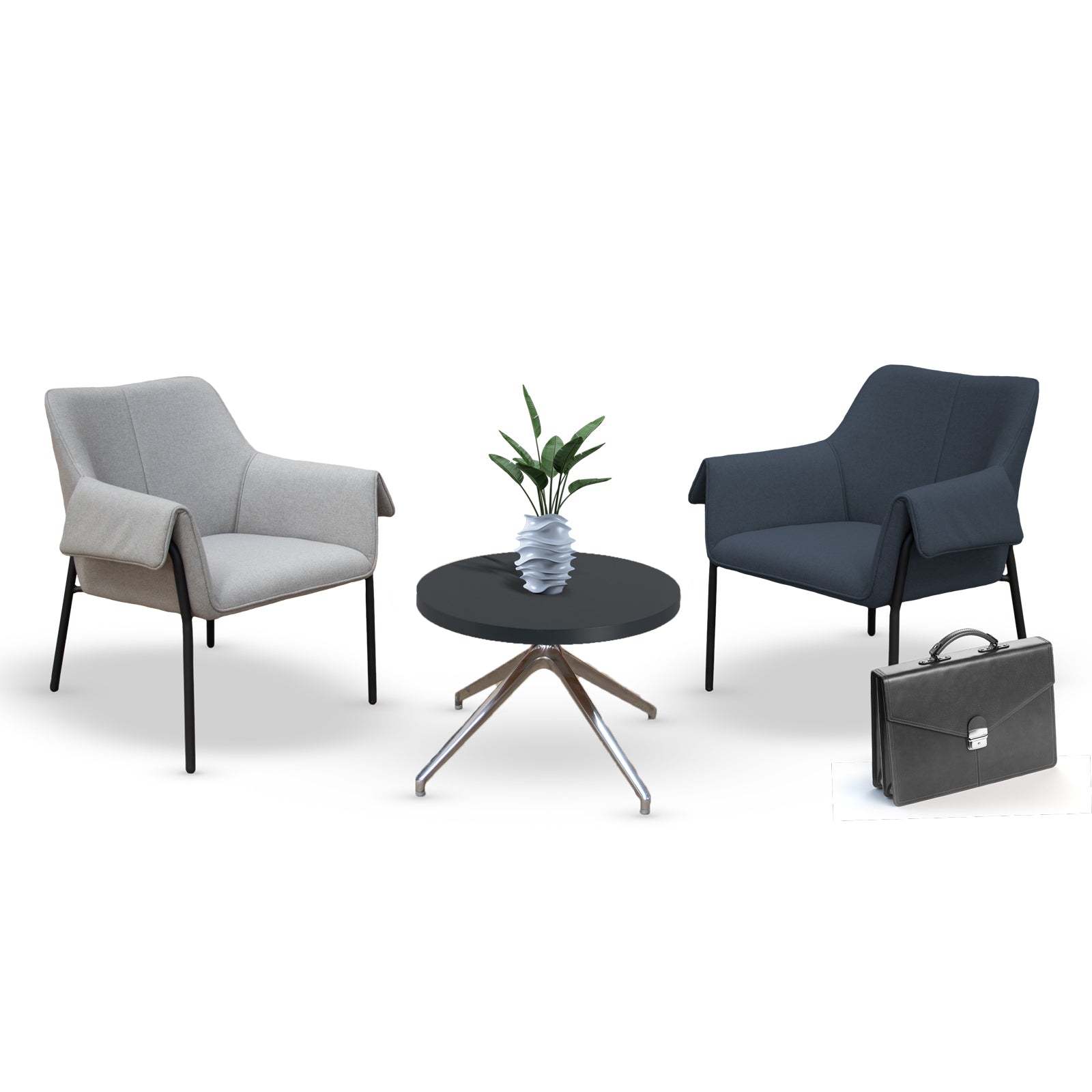 Liana two seater sofa with black metal frame - Light Grey
