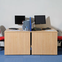 Maestro 25 panel end right hand wave desk with 2 drawer ped