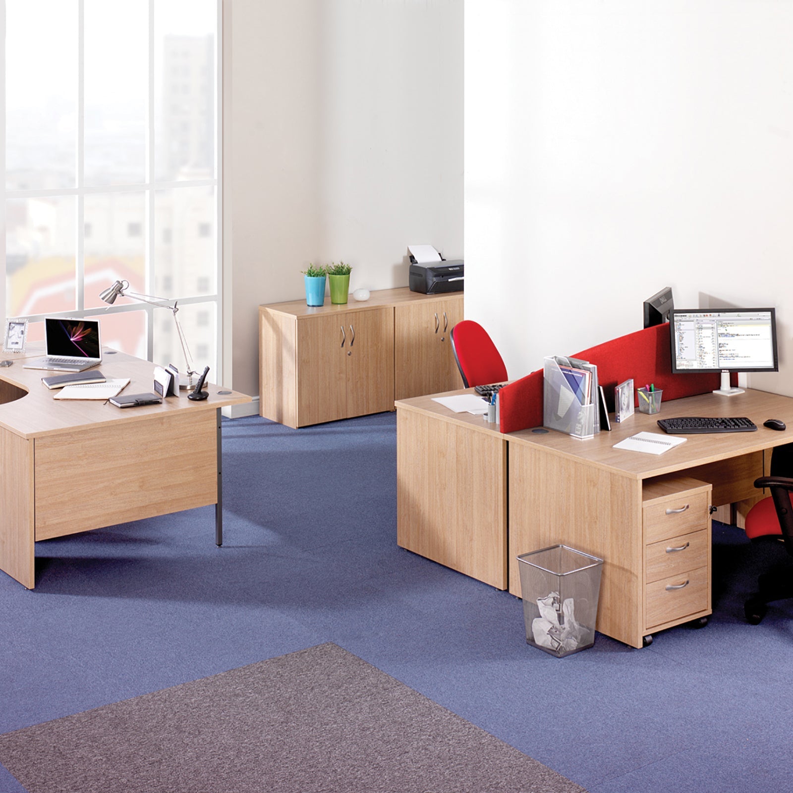 Maestro 25 Panel End Left Hand Ergonomic Desk With 3 Drawer Ped
