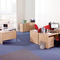 Maestro 25 panel end right hand ergonomic desk with 2 drawer ped