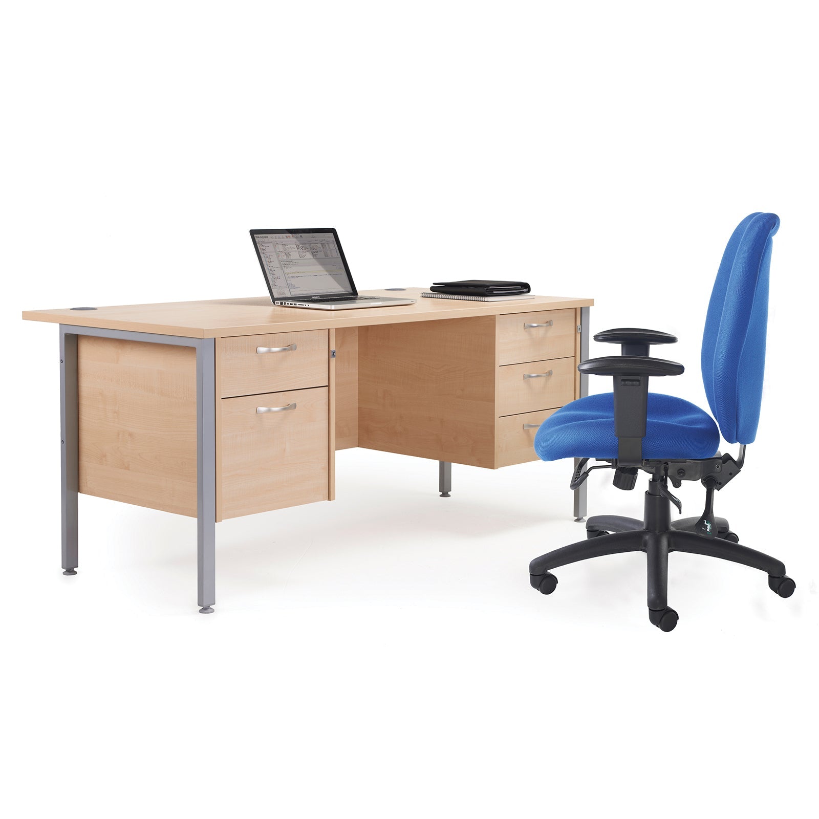 Maestro 25 H-Frame 600Mm Deep Desk With 2 Drawer Ped