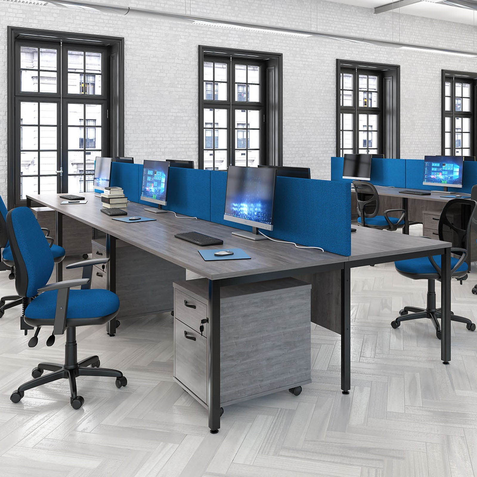 Maestro 25 bench back to back straight desks 1200mm