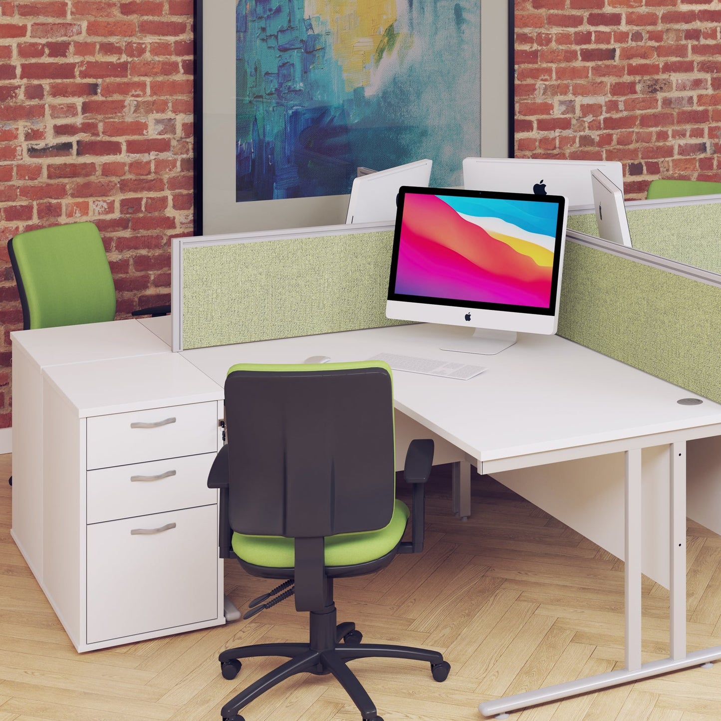 Desk high pedestal 600mm with silver handles
