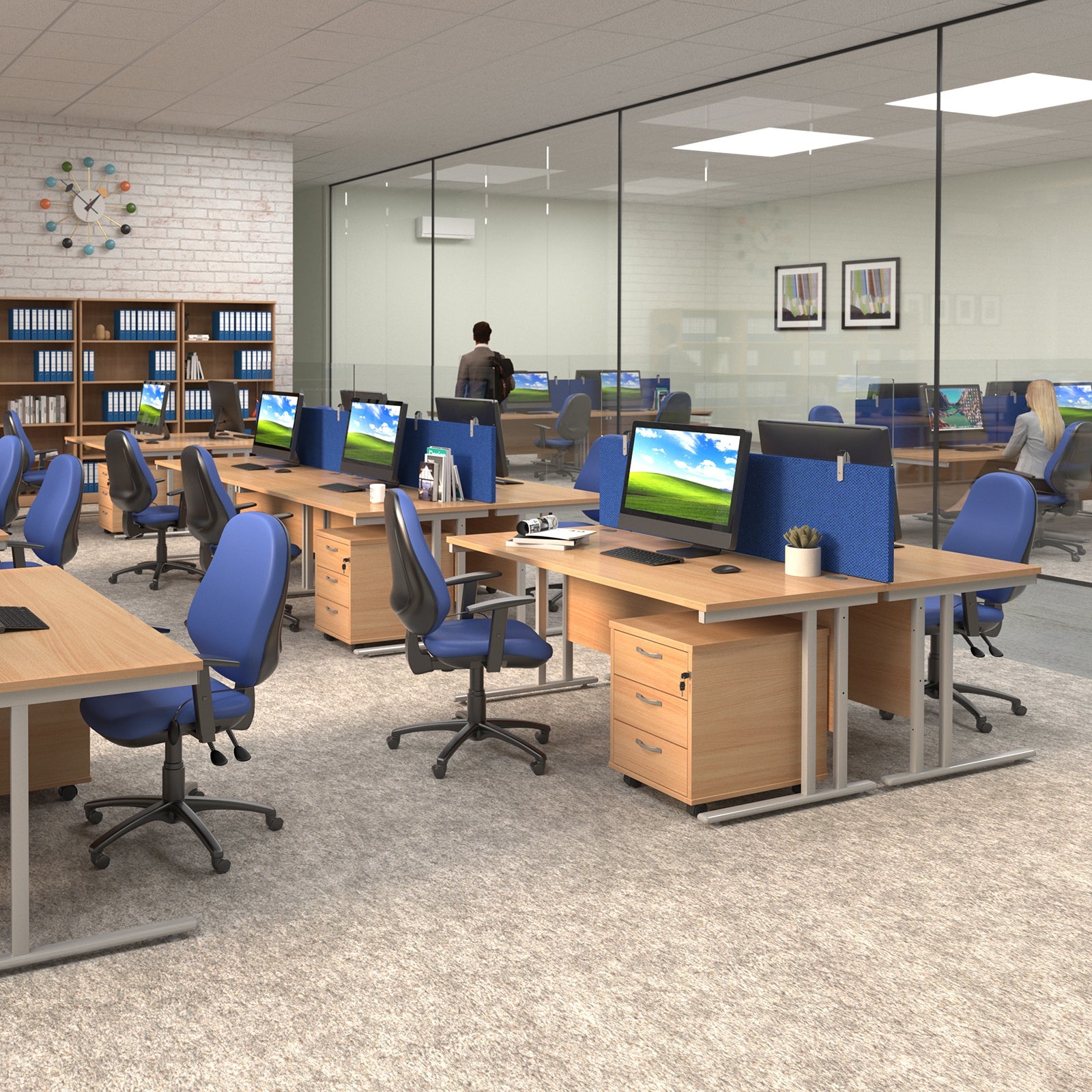 Maestro 25 Cantilever 800Mm Deep Desk With 2 & 3 Drawer Peds
