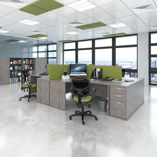 Maestro 25 panel end 800mm deep desk with 2 x 2 drawer peds
