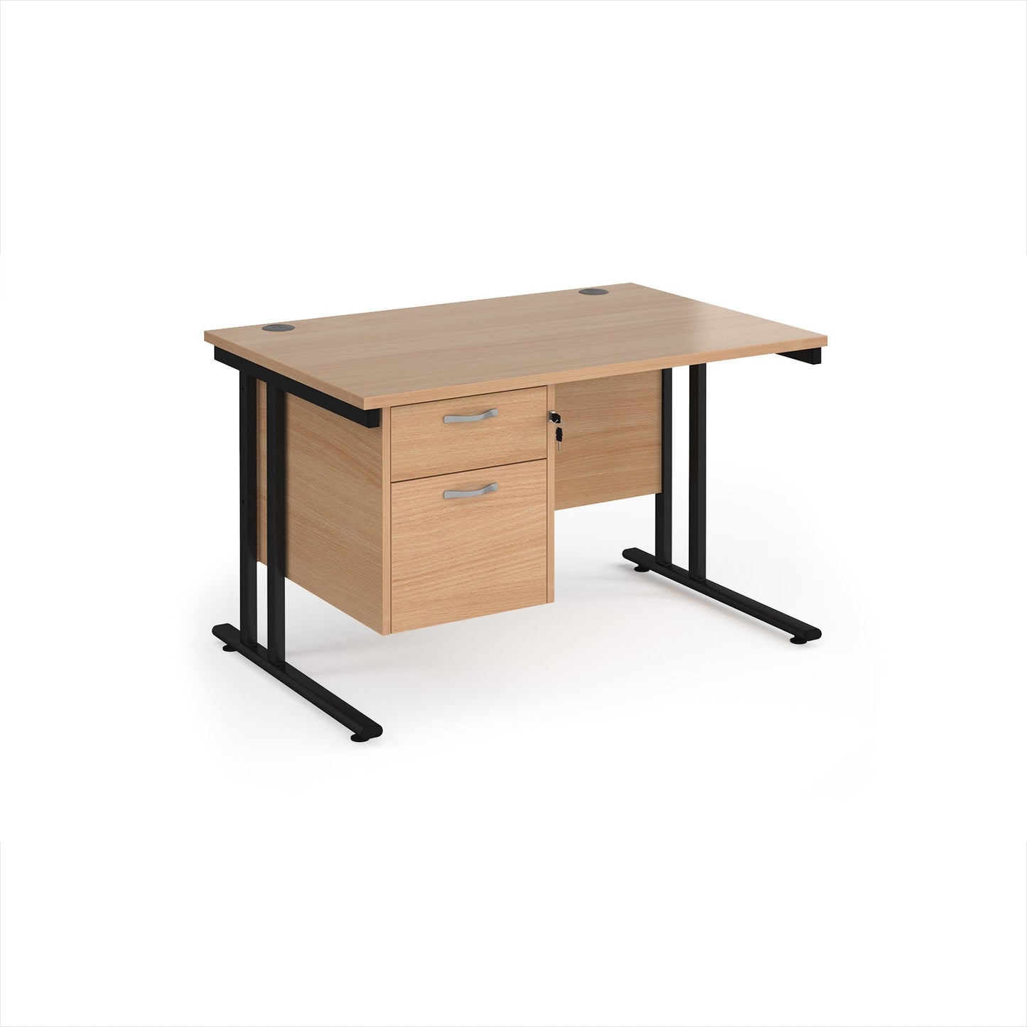 Maestro 25 cantilever 800mm deep desk with 2 drawer ped
