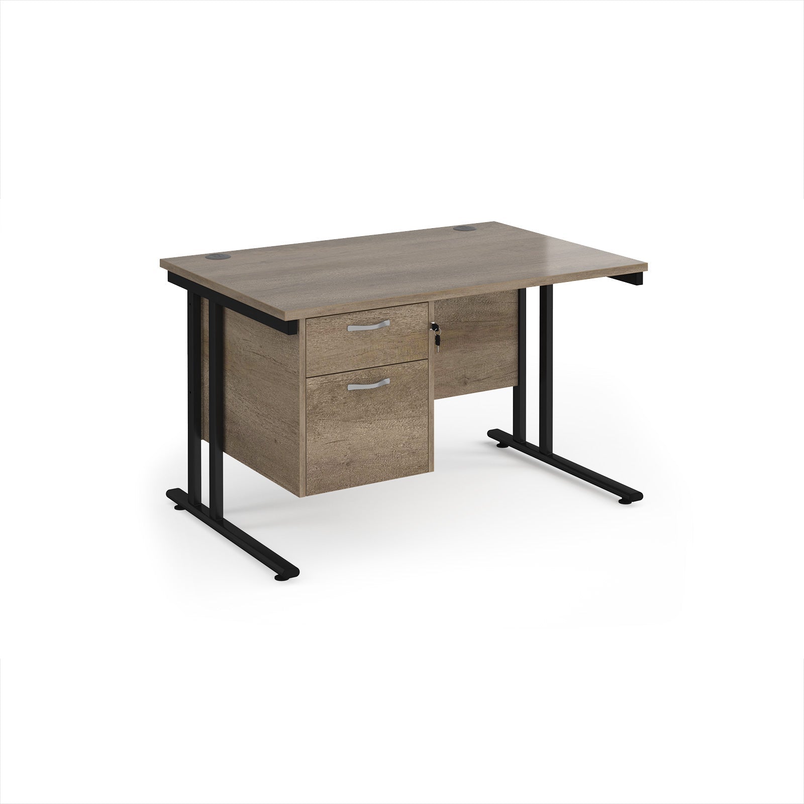 Maestro 25 cantilever 800mm deep desk with 2 drawer ped