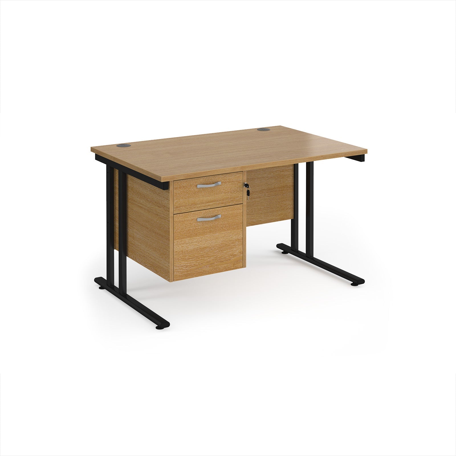 Maestro 25 cantilever 800mm deep desk with 2 drawer ped