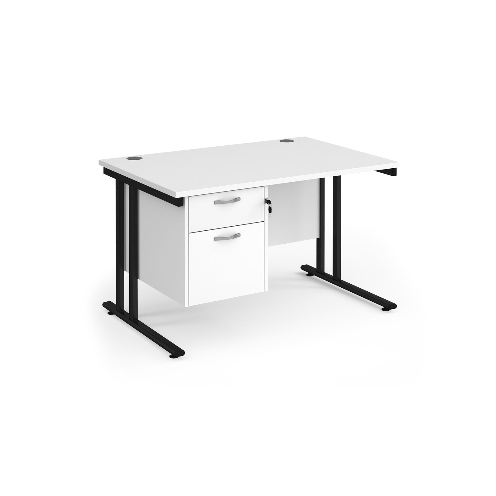 Maestro 25 cantilever 800mm deep desk with 2 drawer ped