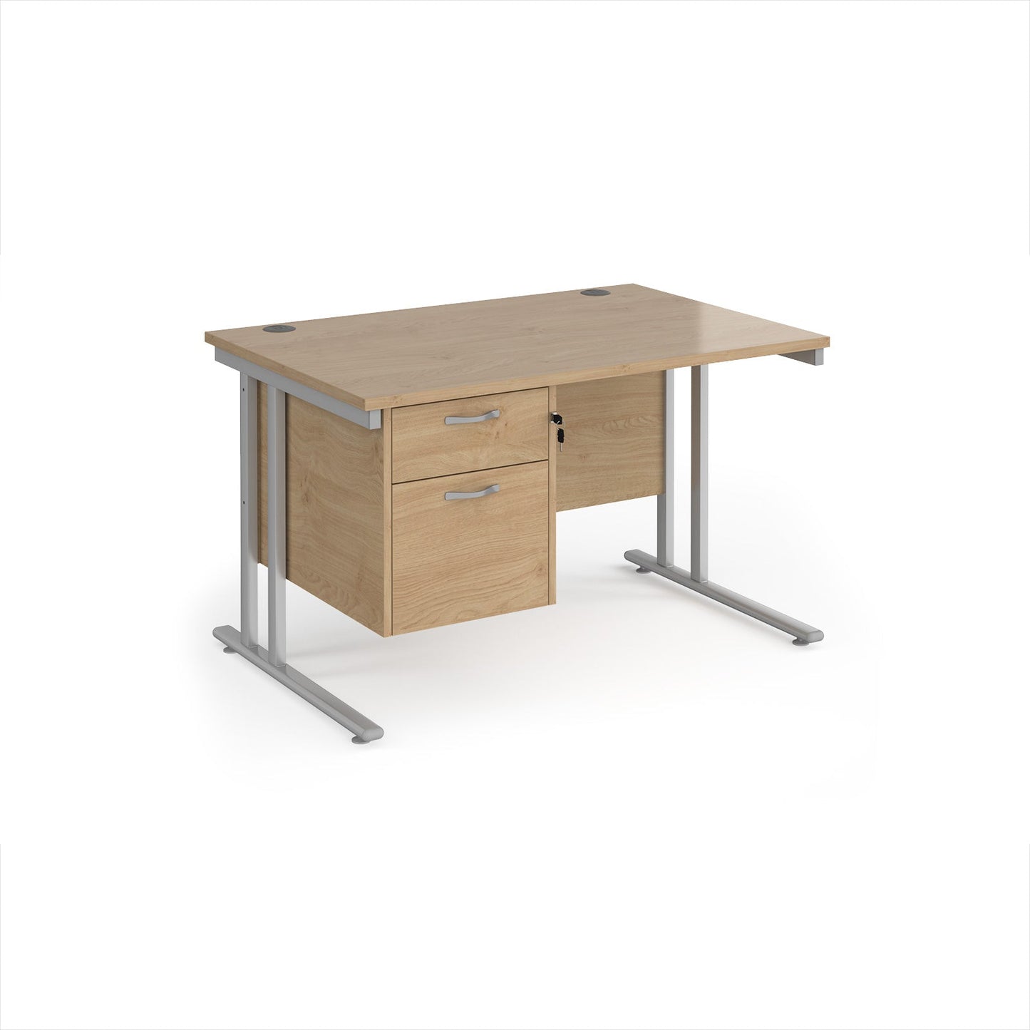 Maestro 25 cantilever 800mm deep desk with 2 drawer ped