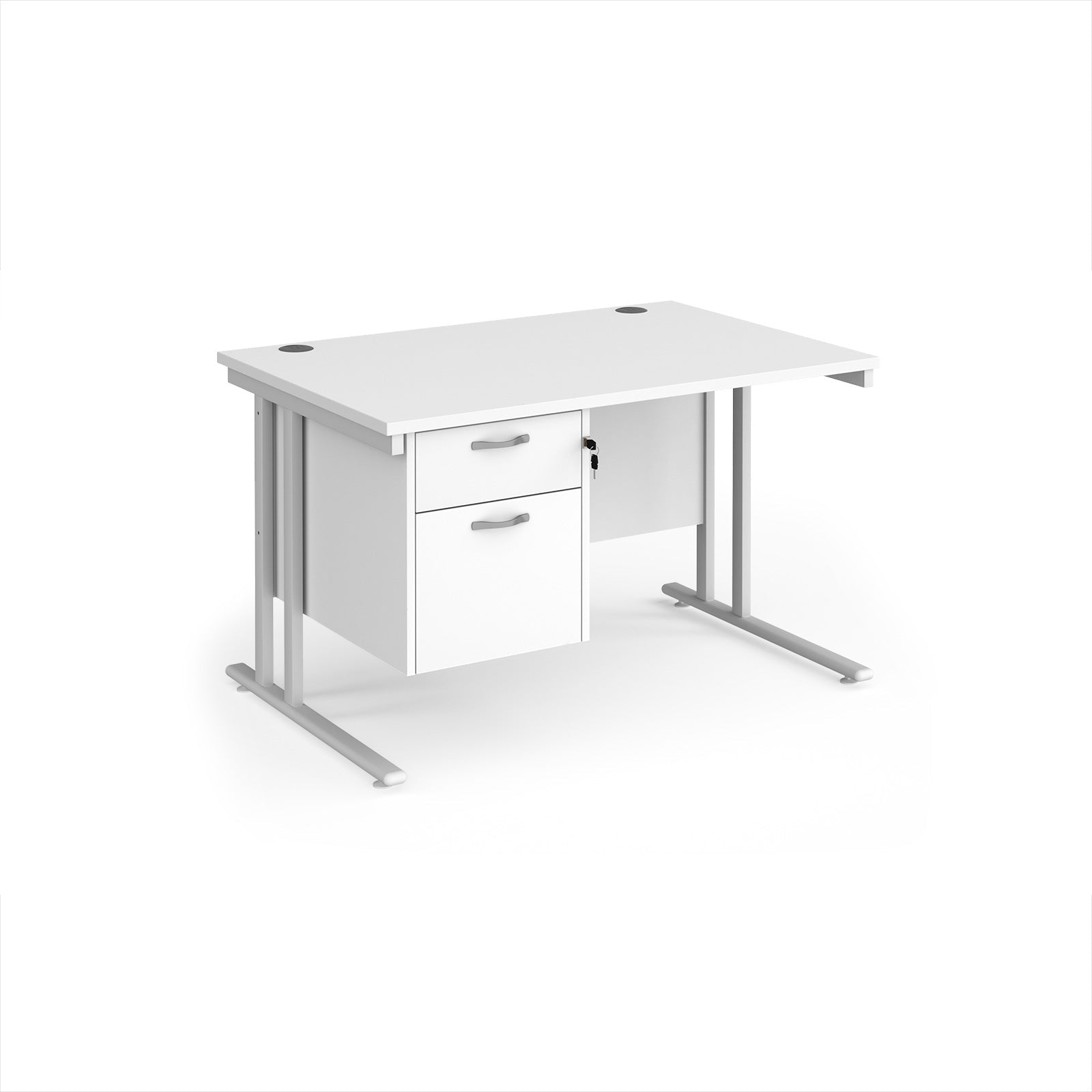 Maestro 25 cantilever 800mm deep desk with 2 drawer ped