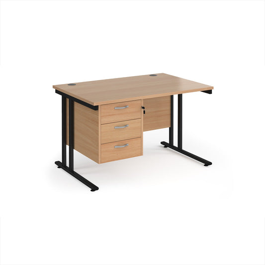 Maestro 25 cantilever 800mm deep desk with 3 drawer ped