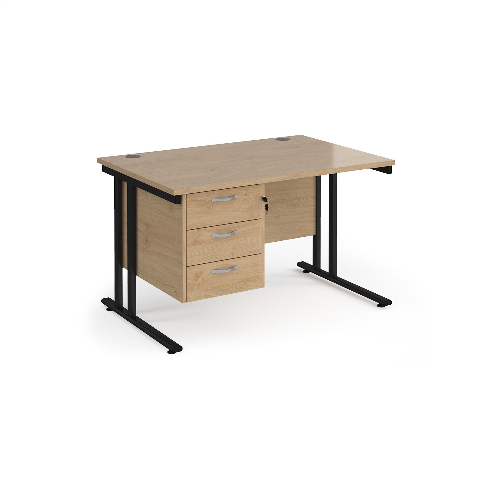 Maestro 25 cantilever 800mm deep desk with 3 drawer ped