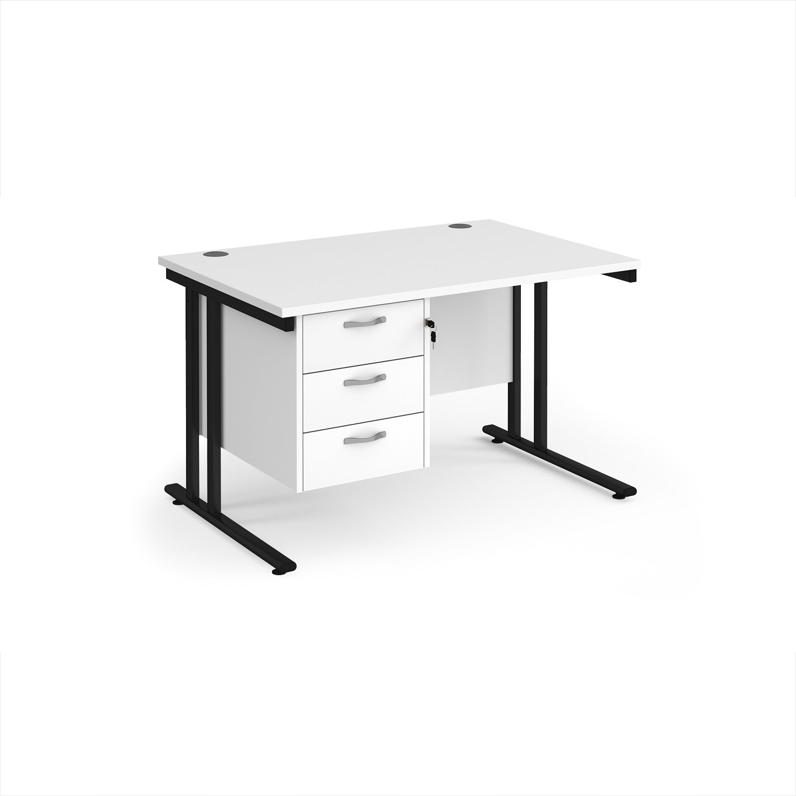 Maestro 25 cantilever 800mm deep desk with 3 drawer ped