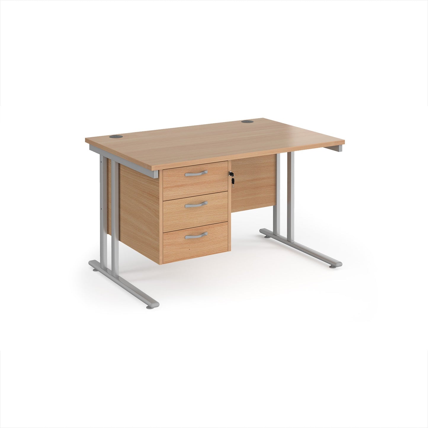Maestro 25 cantilever 800mm deep desk with 3 drawer ped