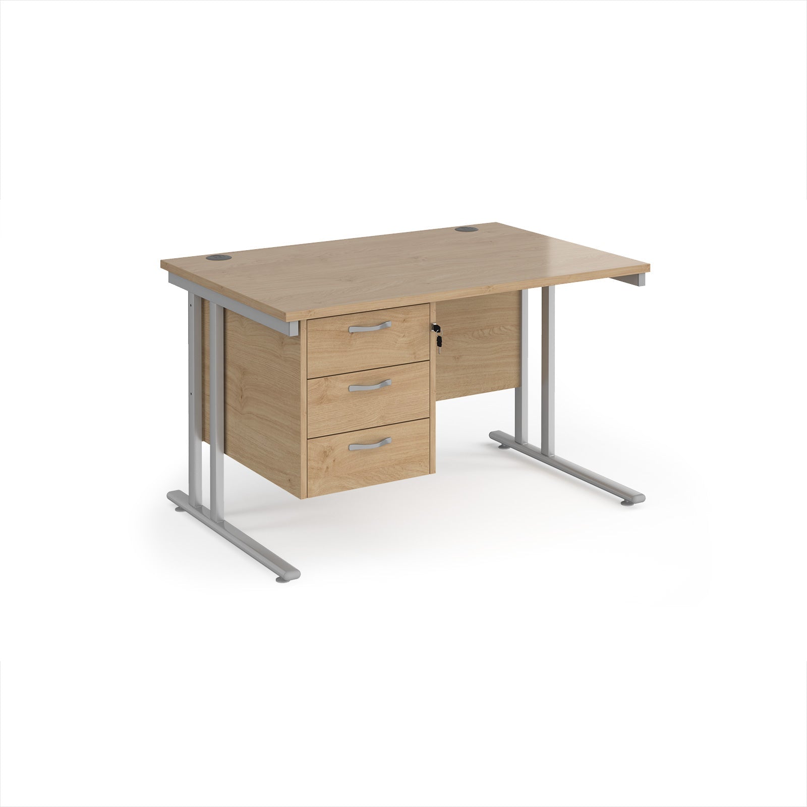 Maestro 25 cantilever 800mm deep desk with 3 drawer ped