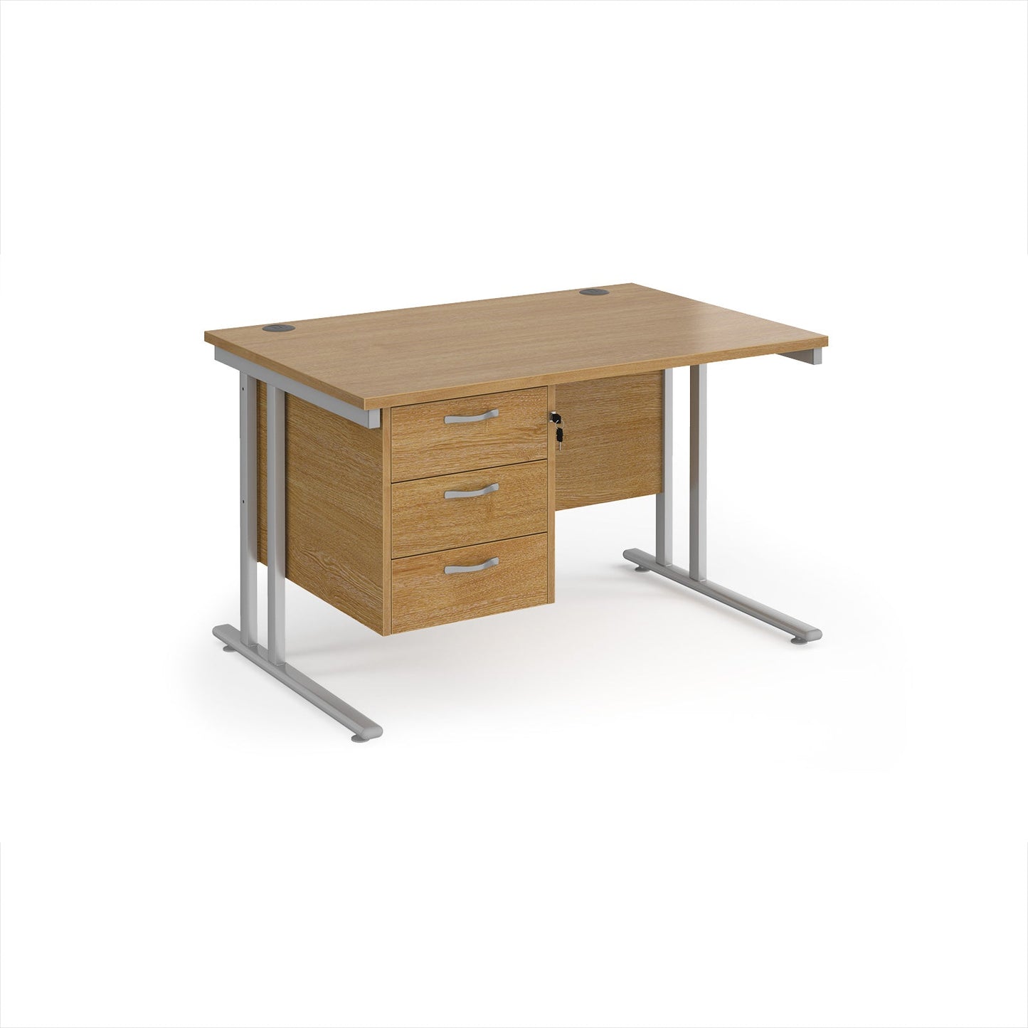 Maestro 25 cantilever 800mm deep desk with 3 drawer ped