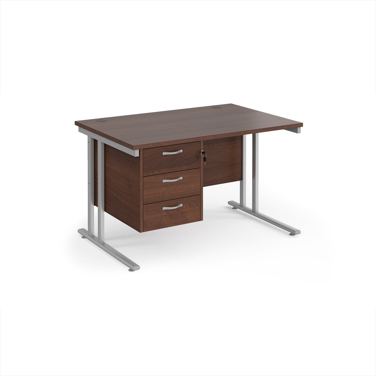 Maestro 25 cantilever 800mm deep desk with 3 drawer ped