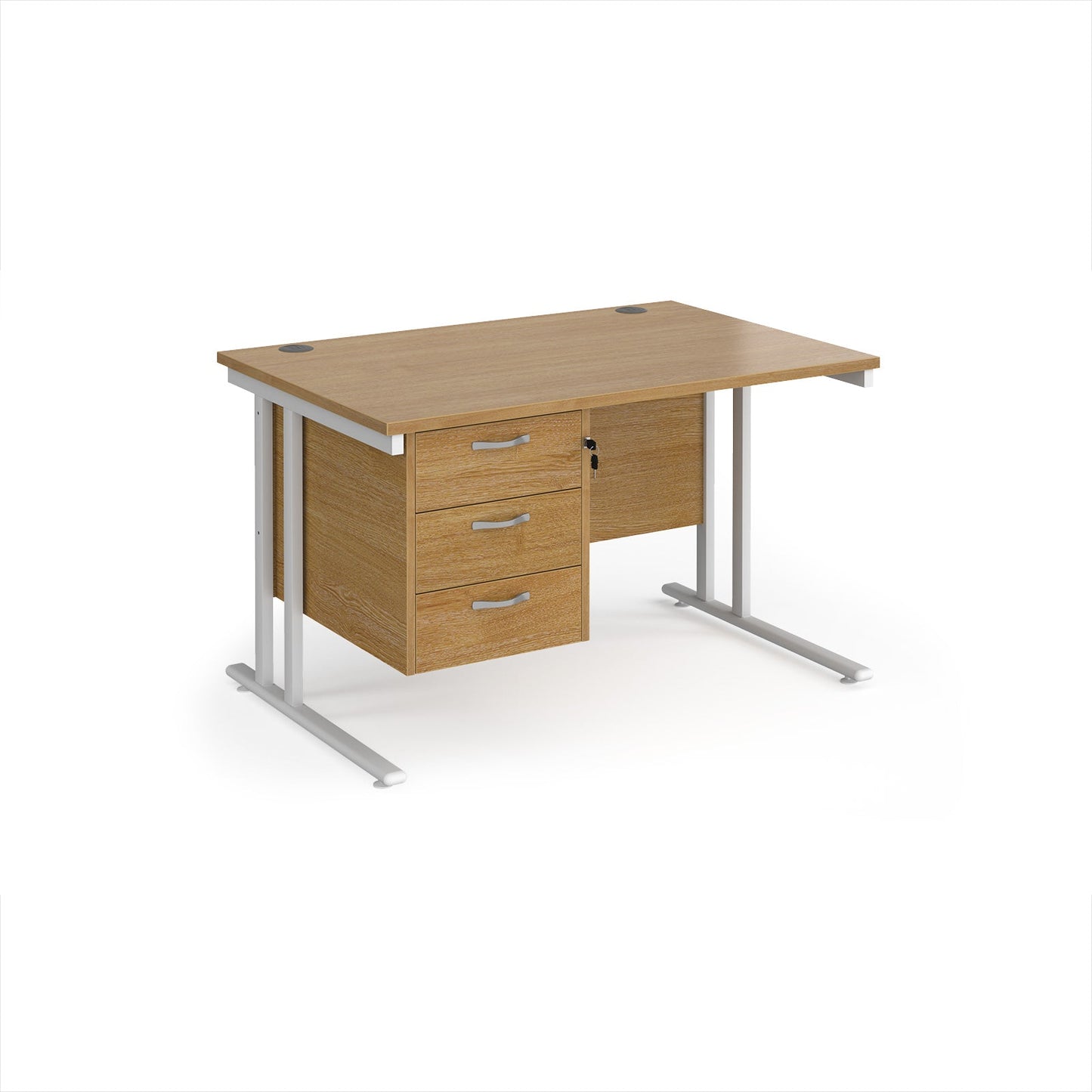 Maestro 25 cantilever 800mm deep desk with 3 drawer ped