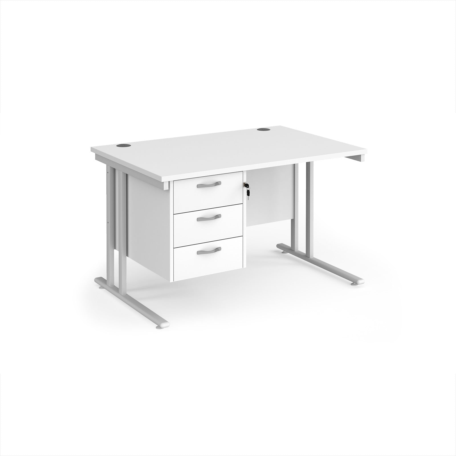Maestro 25 cantilever 800mm deep desk with 3 drawer ped