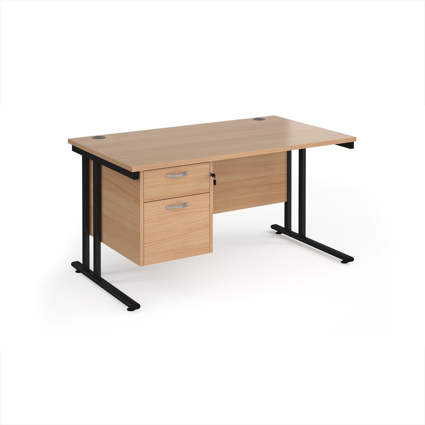 Maestro 25 cantilever 800mm deep desk with 2 drawer ped