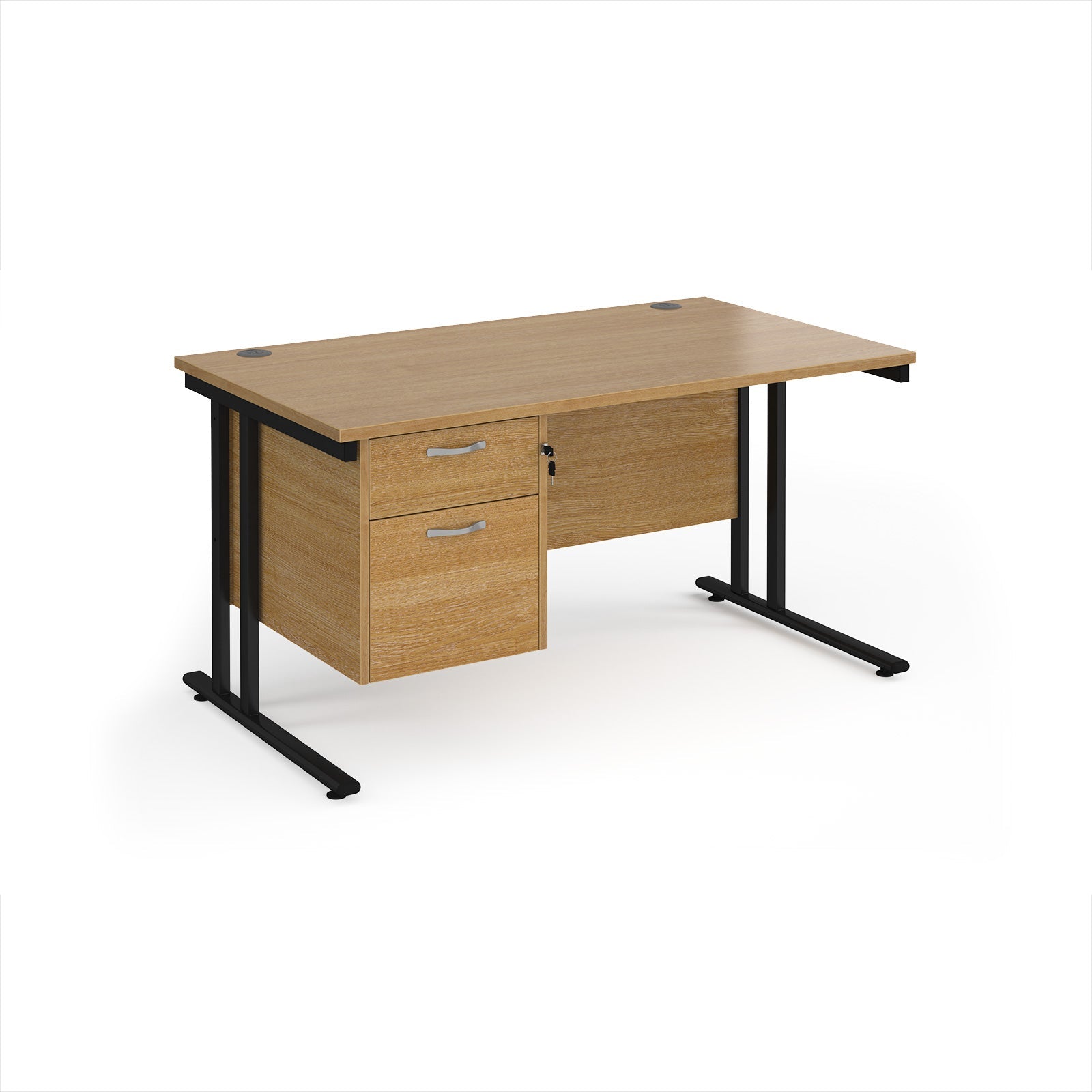Maestro 25 cantilever 800mm deep desk with 2 drawer ped