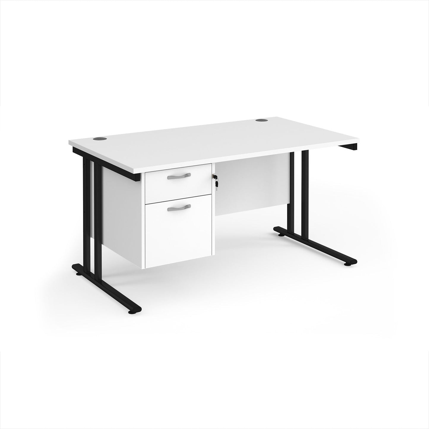 Maestro 25 cantilever 800mm deep desk with 2 drawer ped