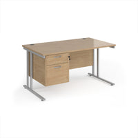 Maestro 25 cantilever 800mm deep desk with 2 drawer ped