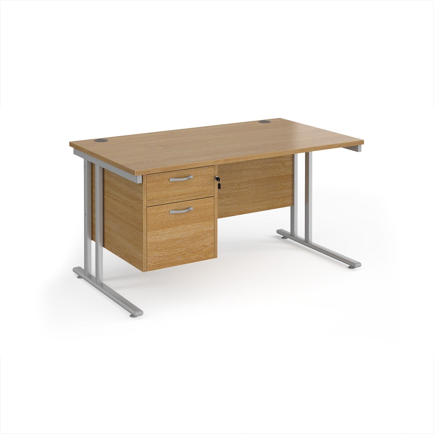 Maestro 25 cantilever 800mm deep desk with 2 drawer ped