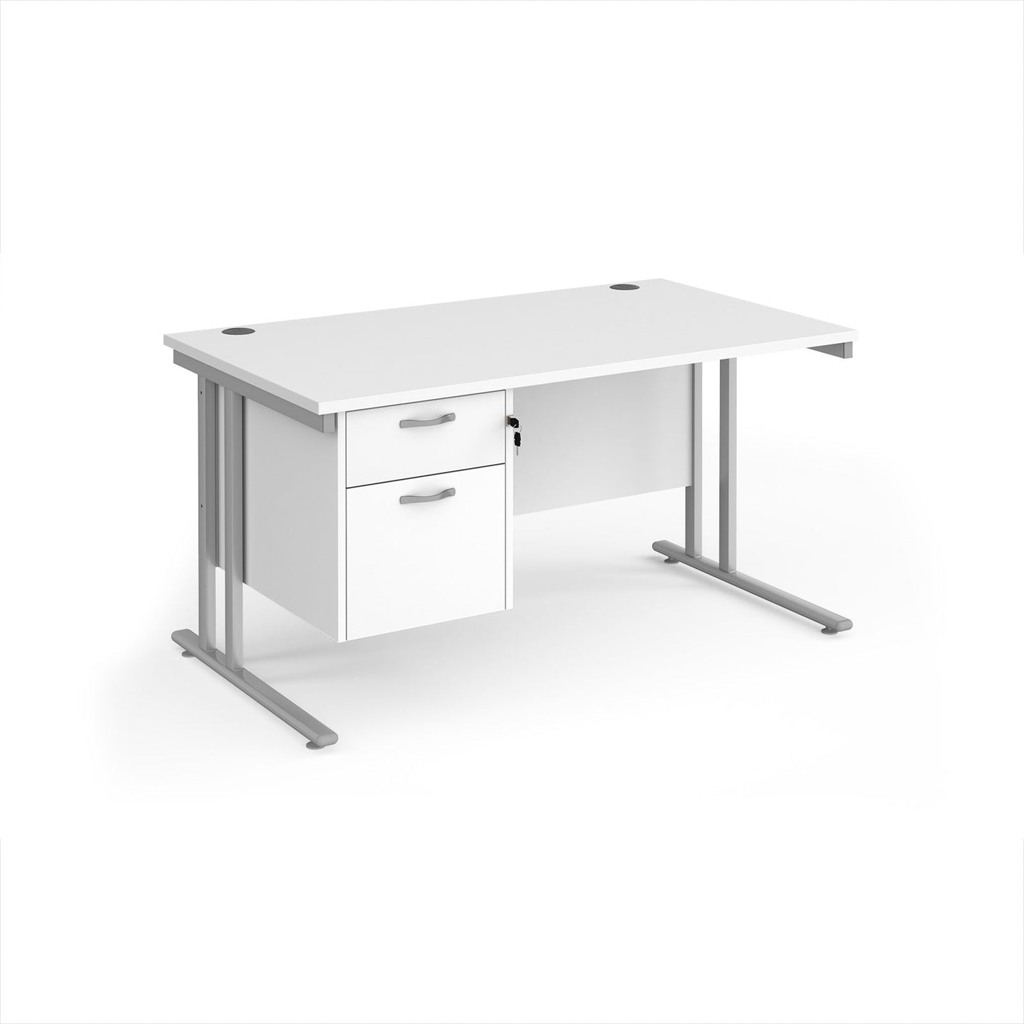 Maestro 25 cantilever 800mm deep desk with 2 drawer ped