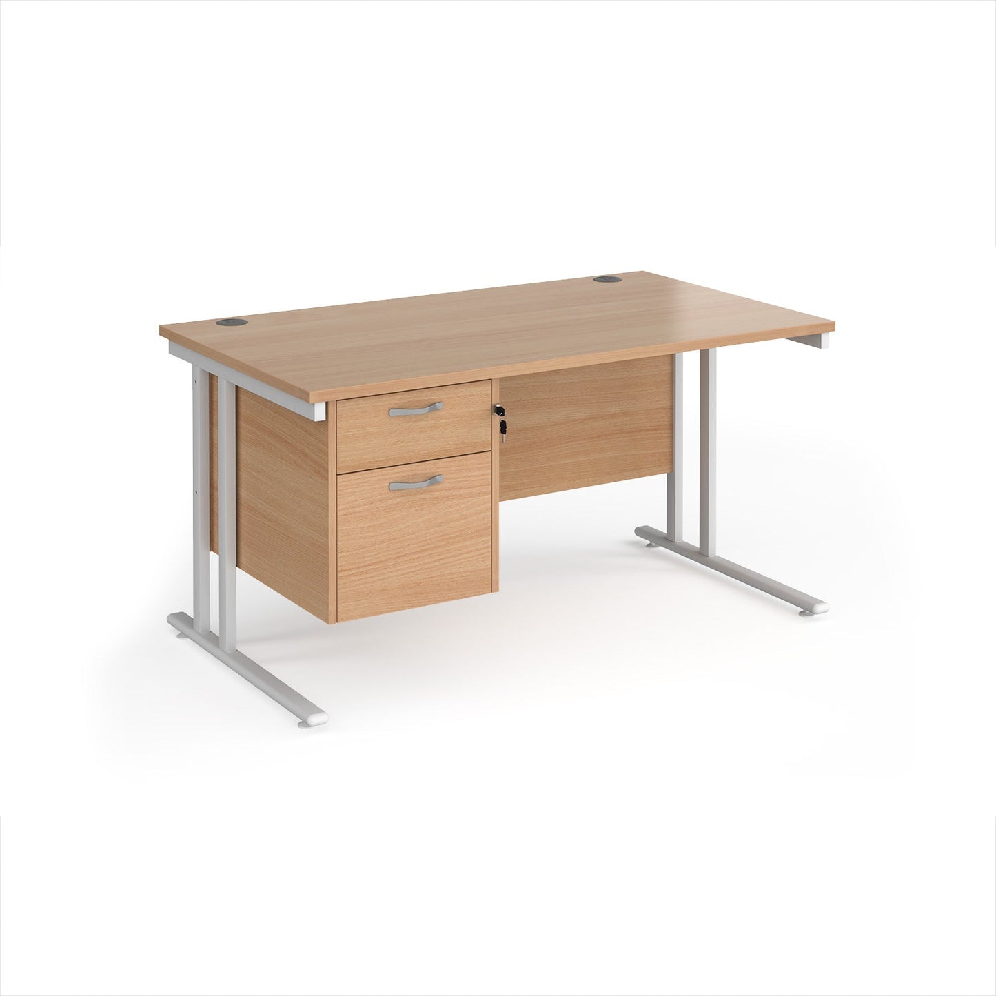 Maestro 25 cantilever 800mm deep desk with 2 drawer ped