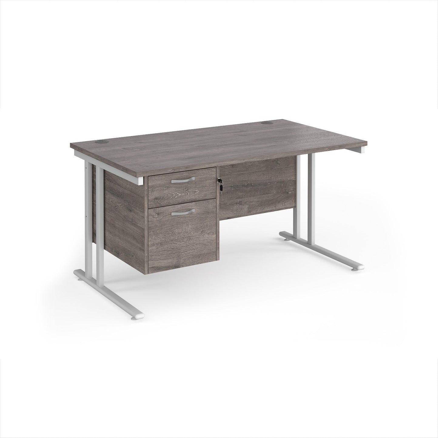 Maestro 25 cantilever 800mm deep desk with 2 drawer ped