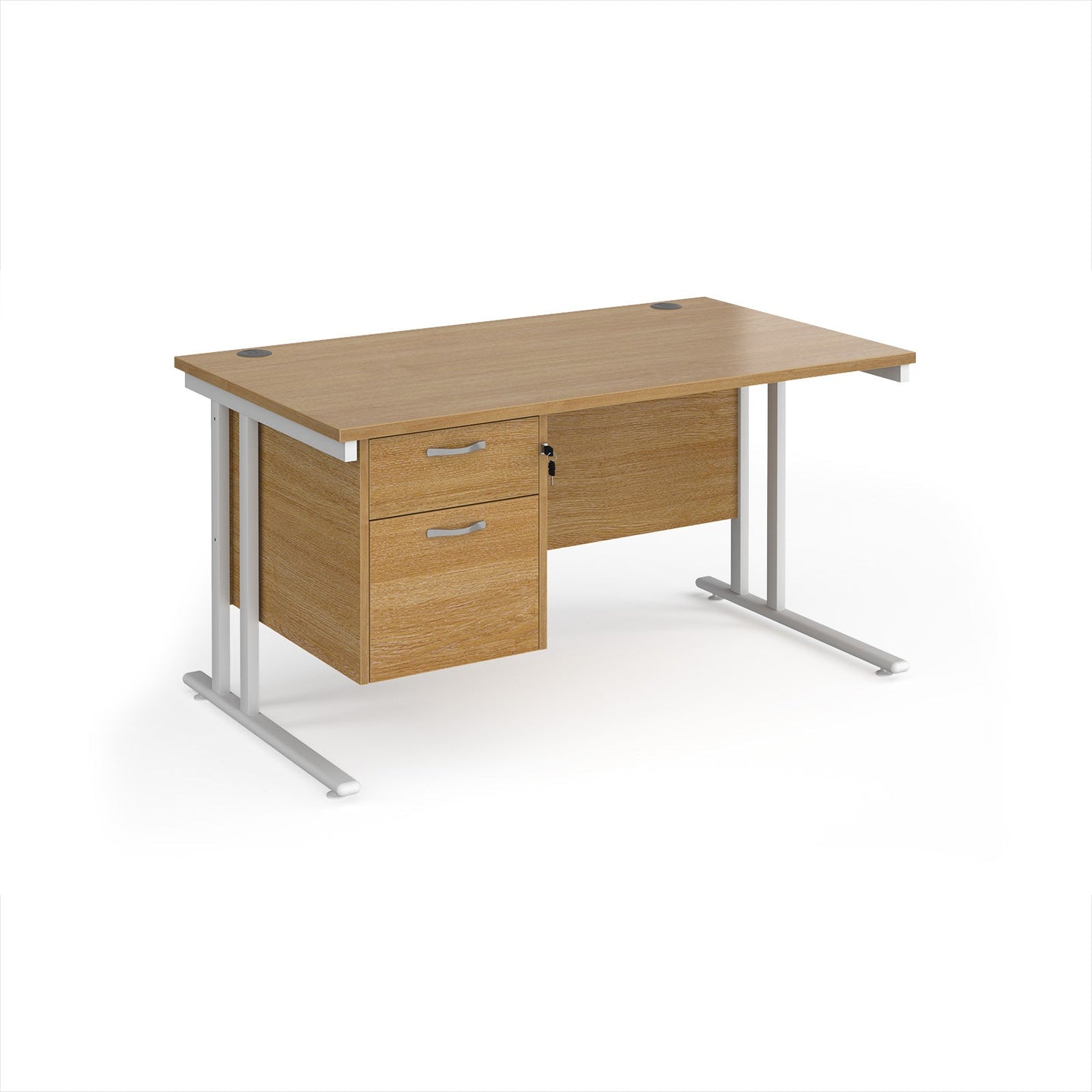 Maestro 25 cantilever 800mm deep desk with 2 drawer ped