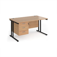 Maestro 25 cantilever 800mm deep desk with 3 drawer ped
