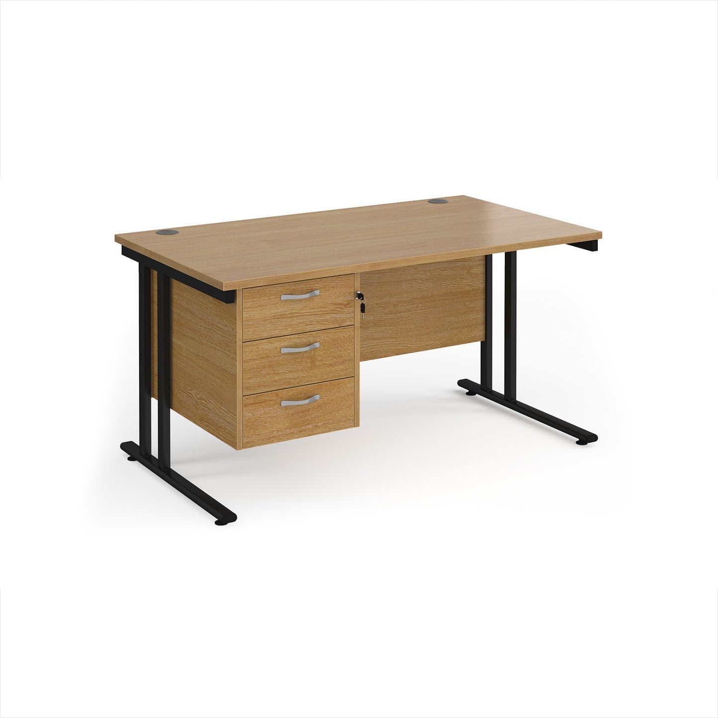 Maestro 25 cantilever 800mm deep desk with 3 drawer ped
