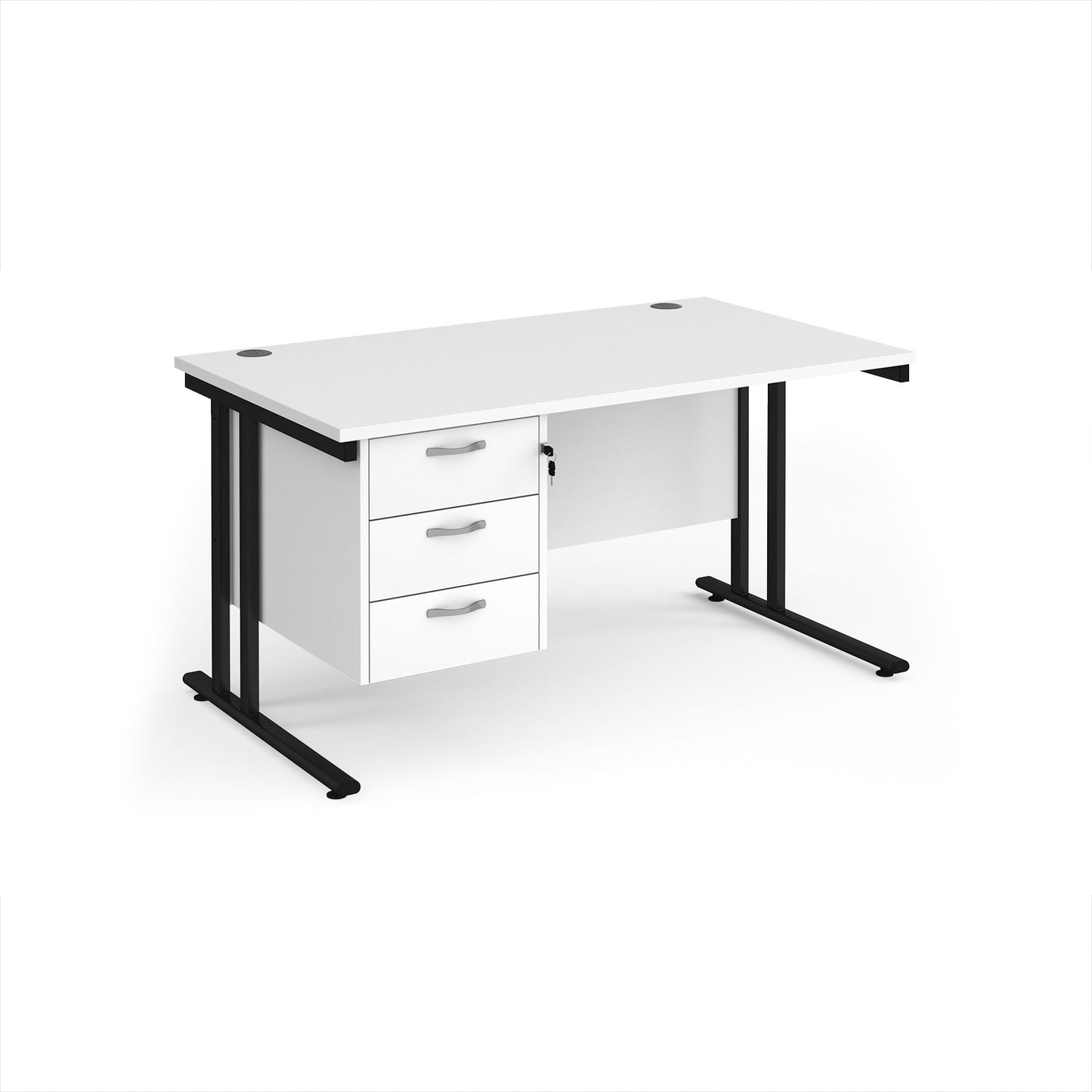 Maestro 25 cantilever 800mm deep desk with 3 drawer ped
