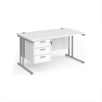 Maestro 25 cantilever 800mm deep desk with 3 drawer ped
