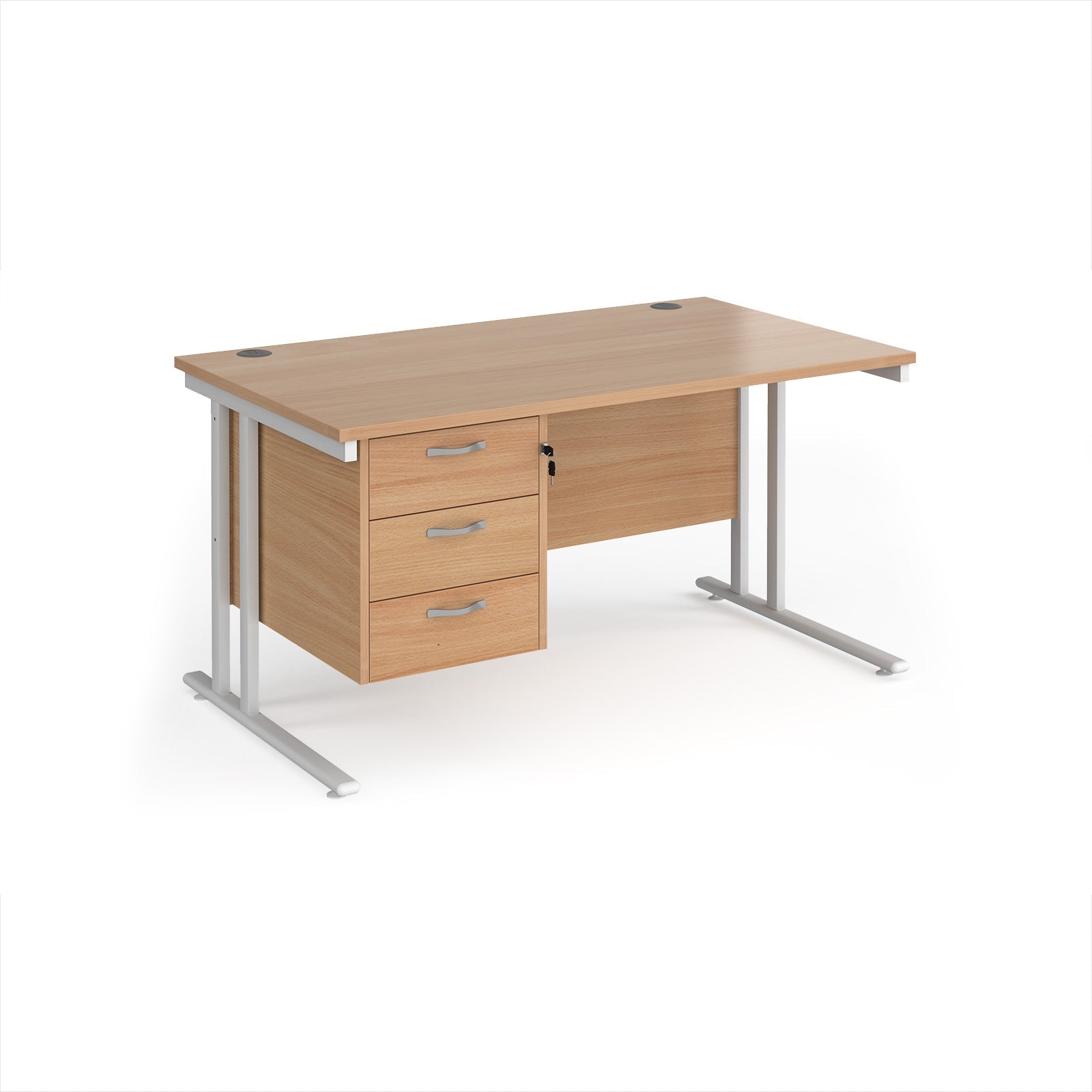 Maestro 25 cantilever 800mm deep desk with 3 drawer ped