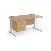 Maestro 25 cantilever 800mm deep desk with 3 drawer ped