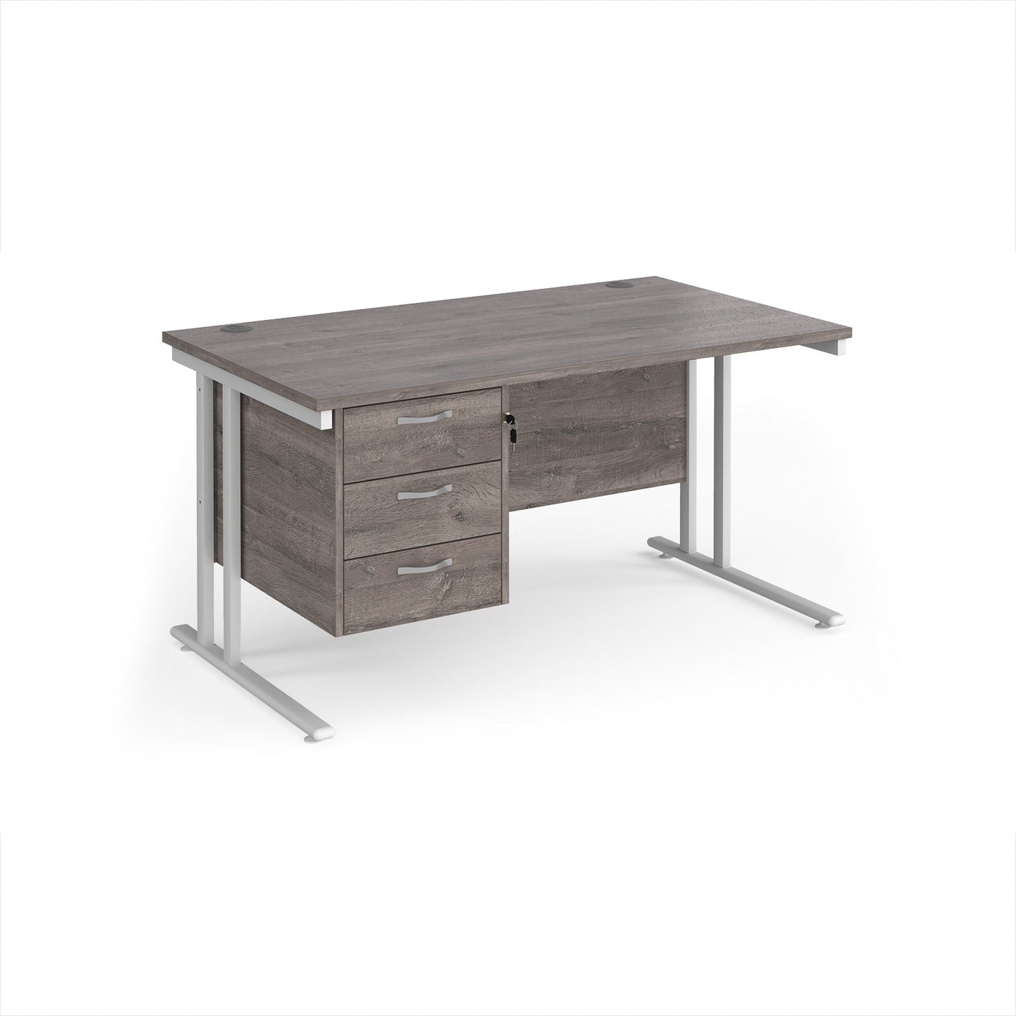 Maestro 25 cantilever 800mm deep desk with 3 drawer ped