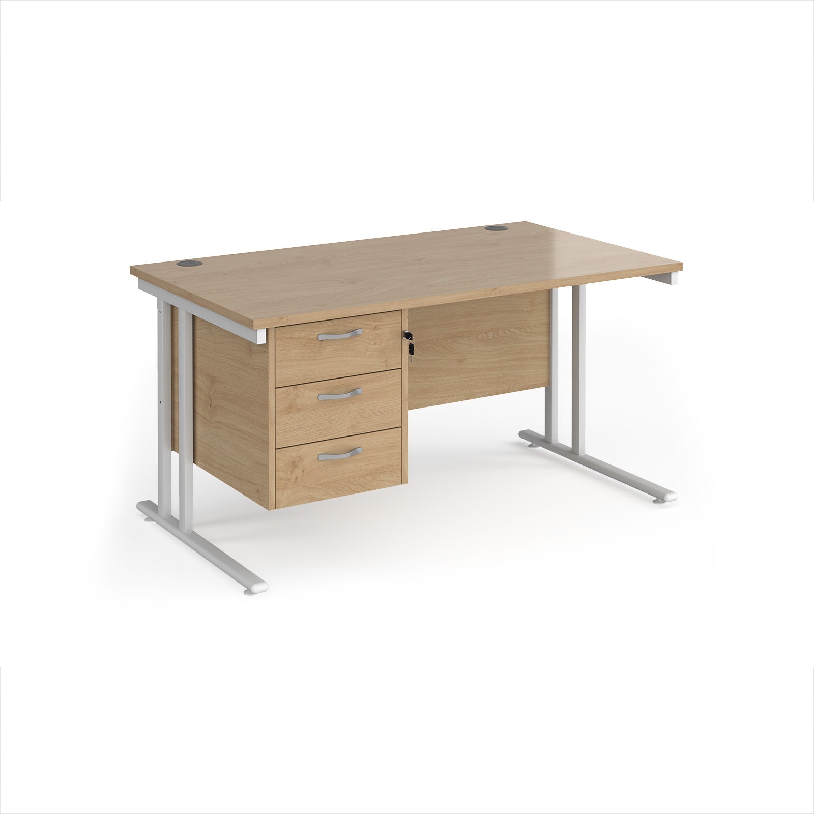 Maestro 25 cantilever 800mm deep desk with 3 drawer ped