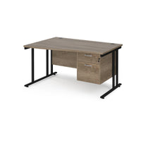 Maestro 25 cantilever left hand wave desk with 2 drawer ped