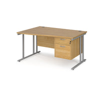 Maestro 25 cantilever left hand wave desk with 2 drawer ped