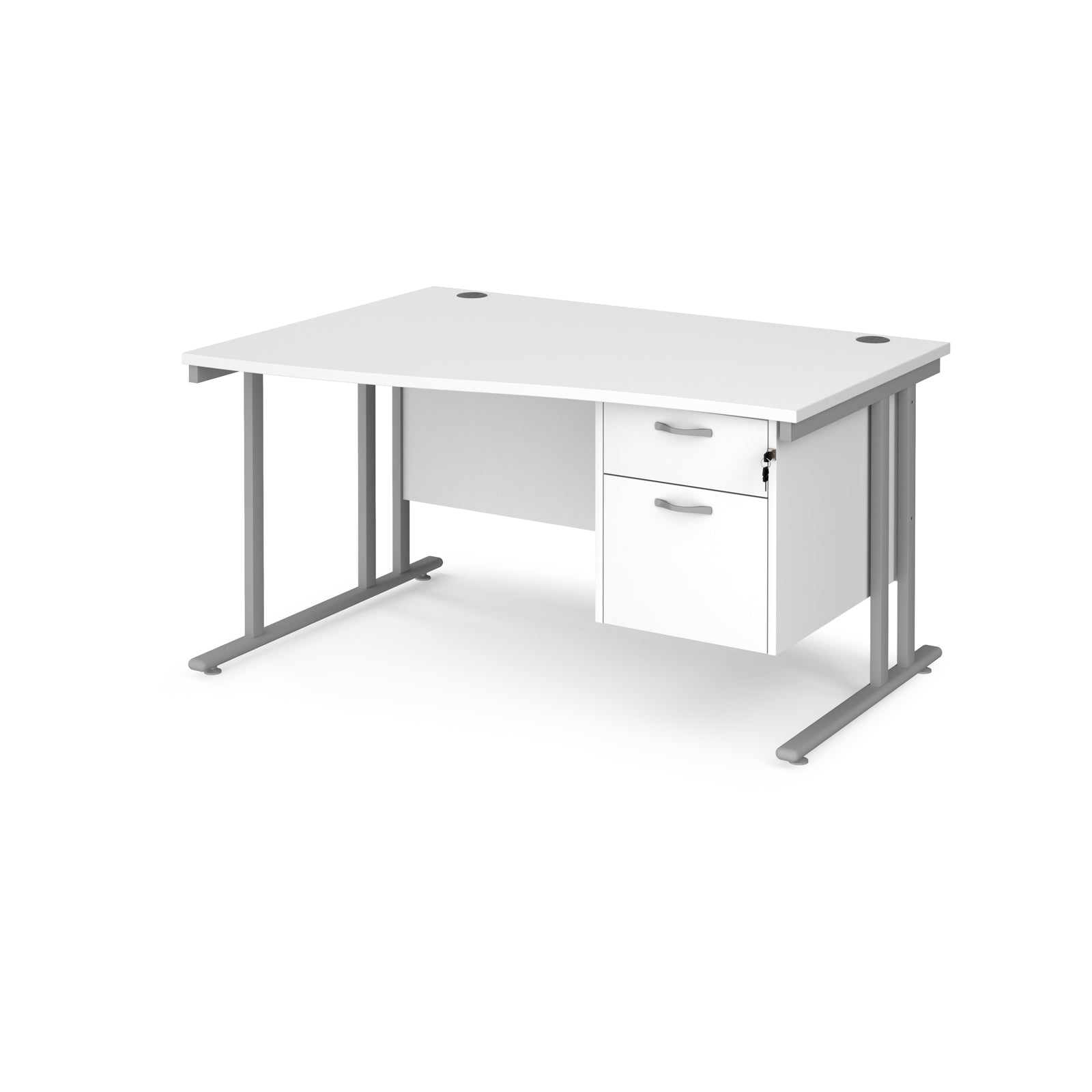 Maestro 25 cantilever left hand wave desk with 2 drawer ped