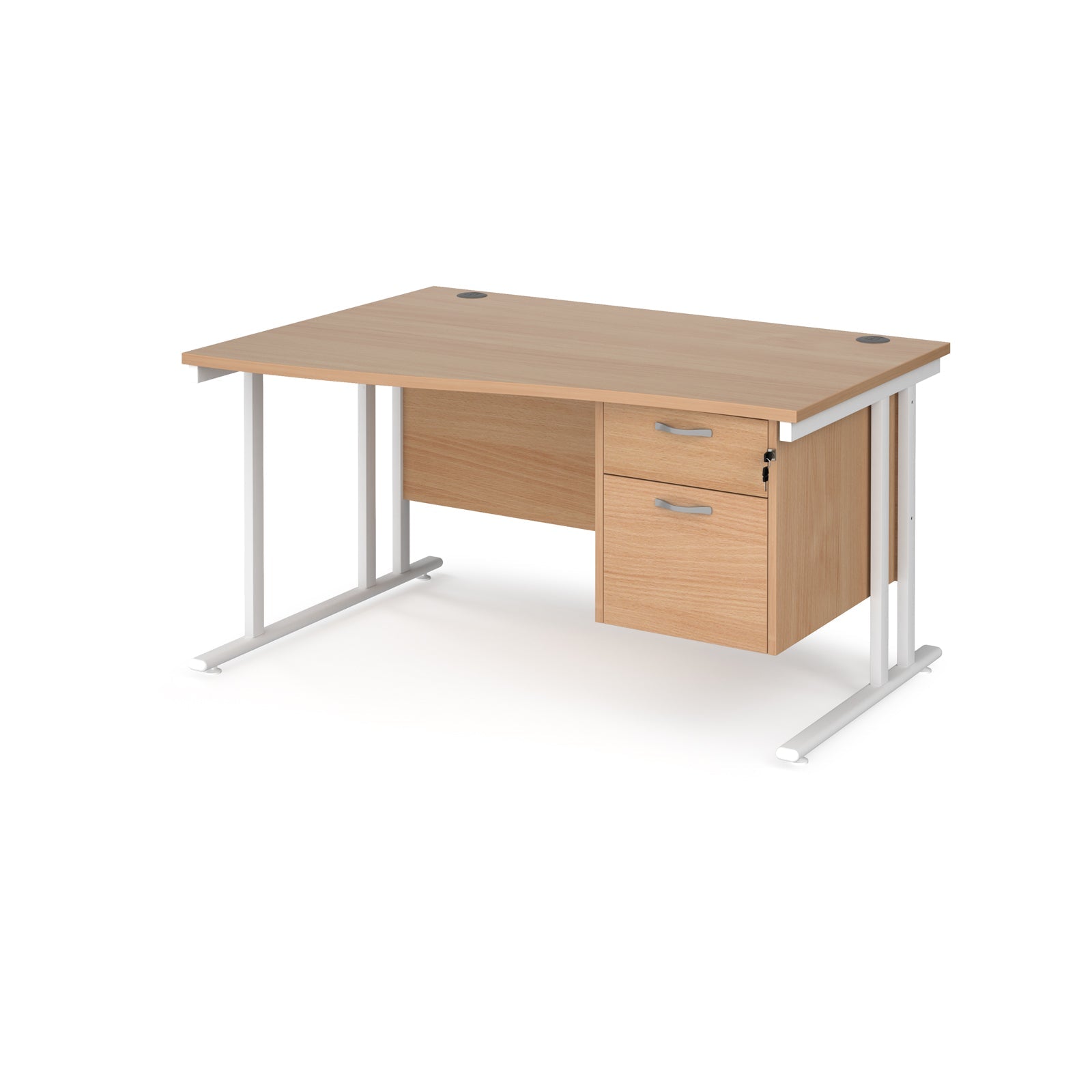 Maestro 25 cantilever left hand wave desk with 2 drawer ped