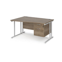 Maestro 25 cantilever left hand wave desk with 2 drawer ped