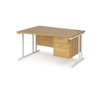 Maestro 25 cantilever left hand wave desk with 2 drawer ped