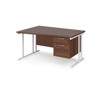Maestro 25 cantilever left hand wave desk with 2 drawer ped