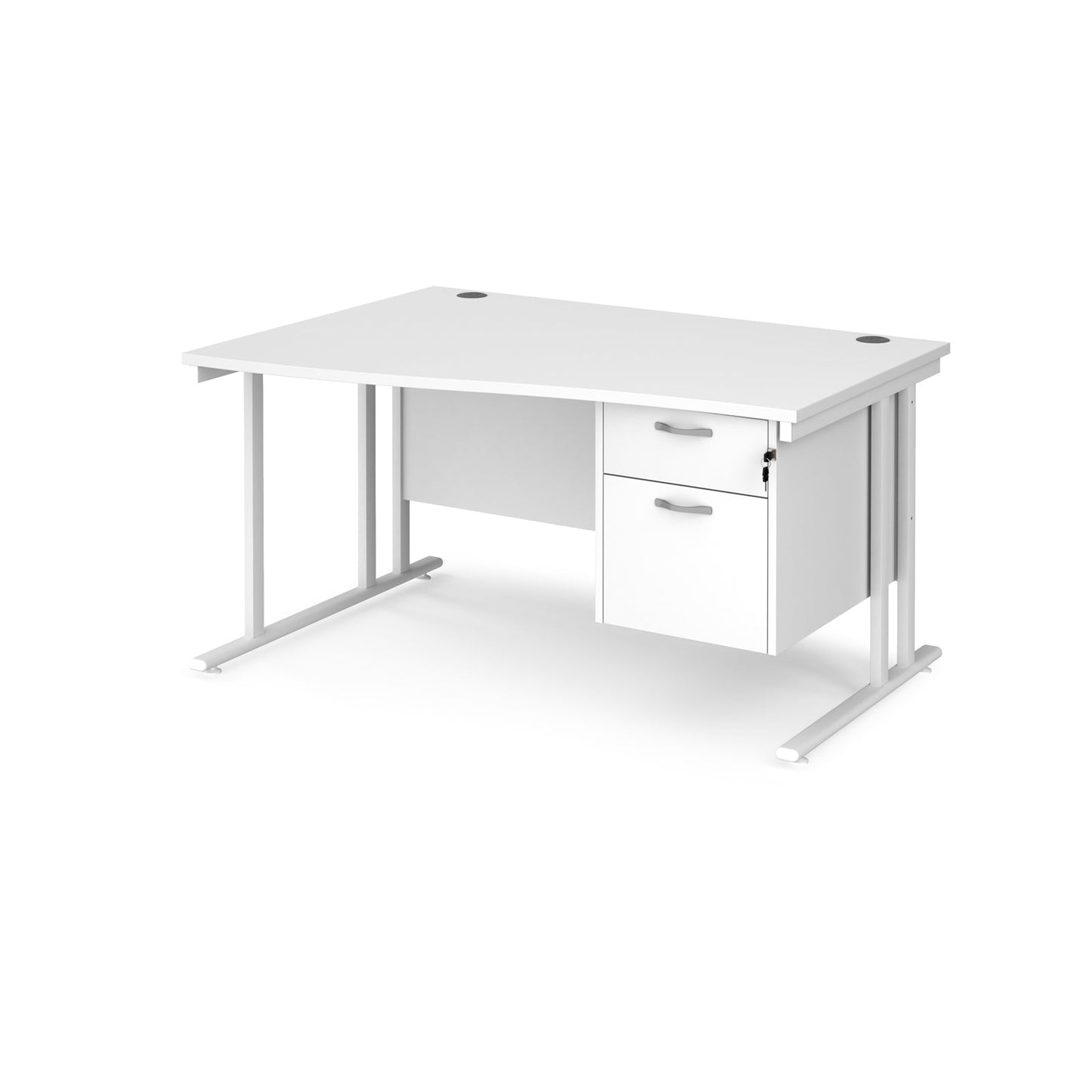 Maestro 25 cantilever left hand wave desk with 2 drawer ped