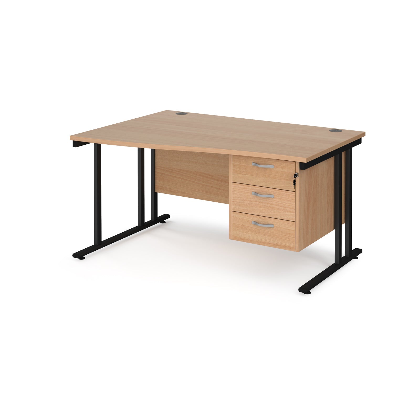 Maestro 25 cantilever left hand wave desk with 3 drawer ped